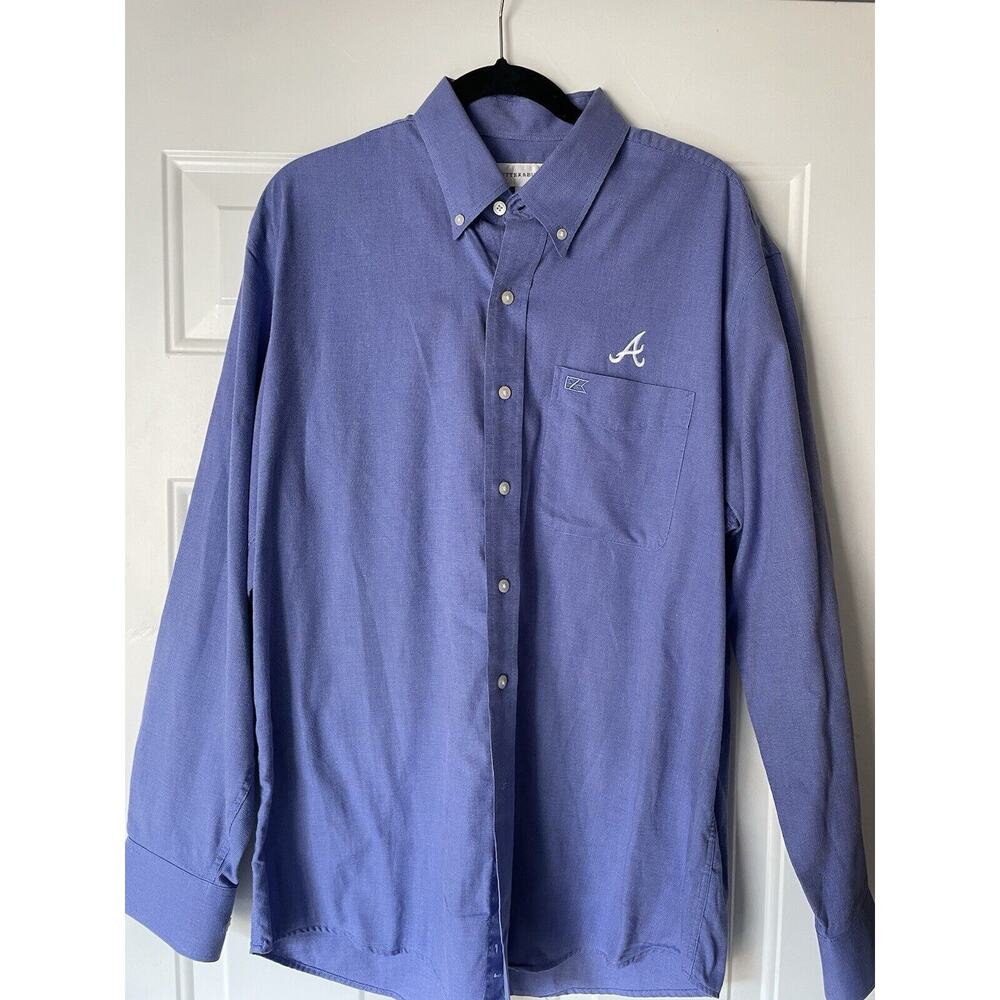 Cutter and Buck ATLANTA BRAVES Button Down Long Sleeve Shirt Mens Large EUC